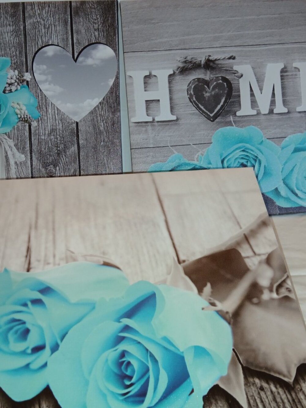 Teal Rose Canvas Prints, Black & White Wall Art, Ready to Hang